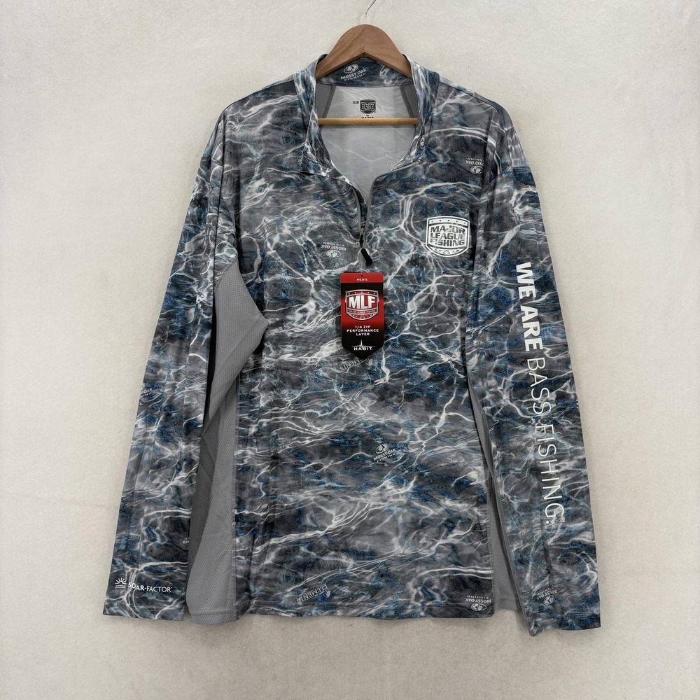 Major League Fishing Shirt Mens 2XL Gray Fishing Habit 1/4 Zip Performance Layer